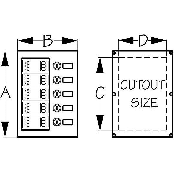 Sea-Dog 5-Gang Wave Rocker Switch Fuse Panel