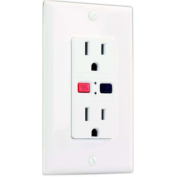 JR Products GFCI Electrical Outlet, White