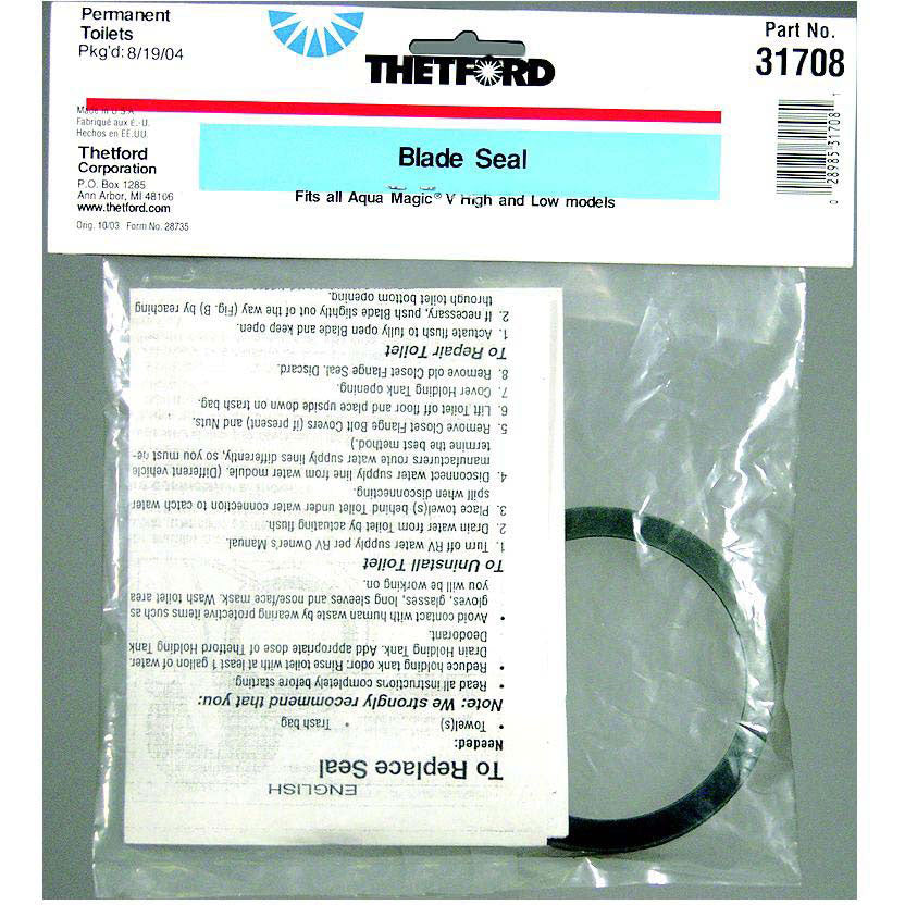 Thetford 31708 Blade Seal For Aqua V