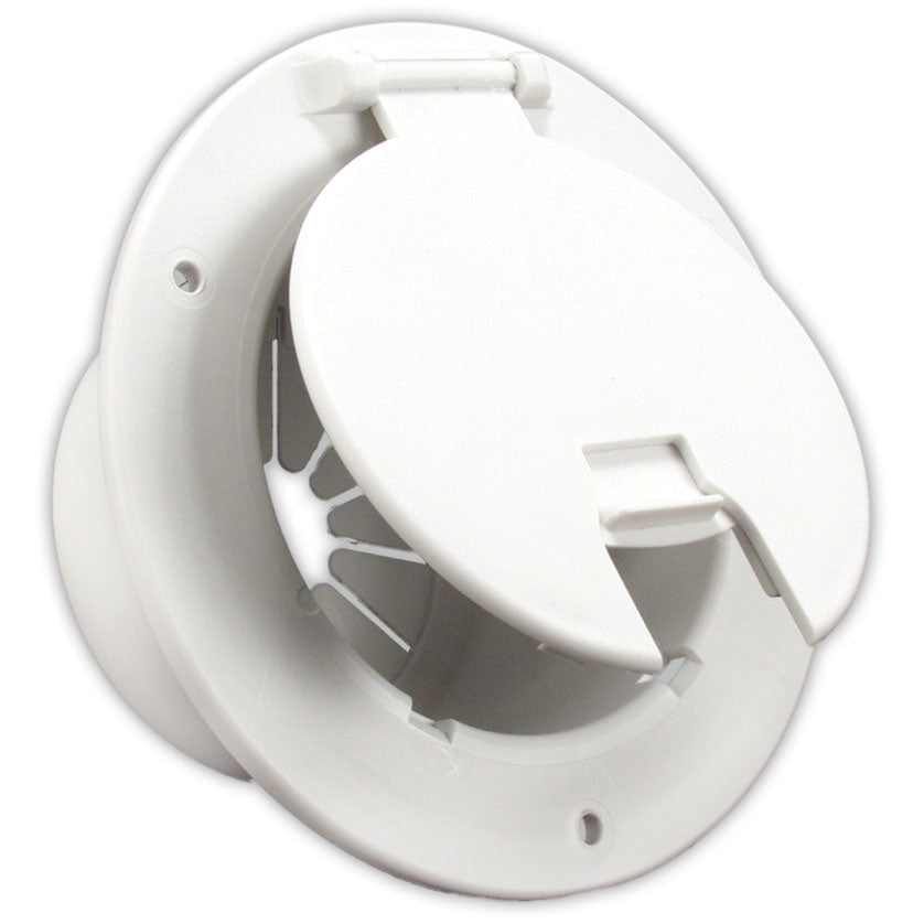 Deluxe Round Electric Cable Hatch w/Back, Polar White