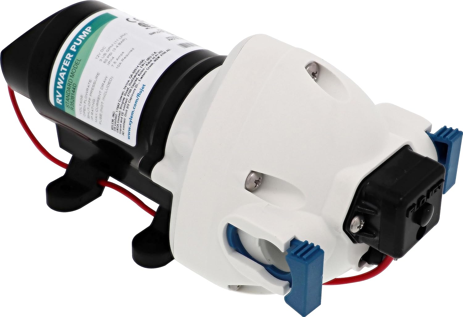 Flojet R3526144D Three Chamber Polypropylene RV Water Pump - 2.9 GPM, 50 PSI, 12 VDC