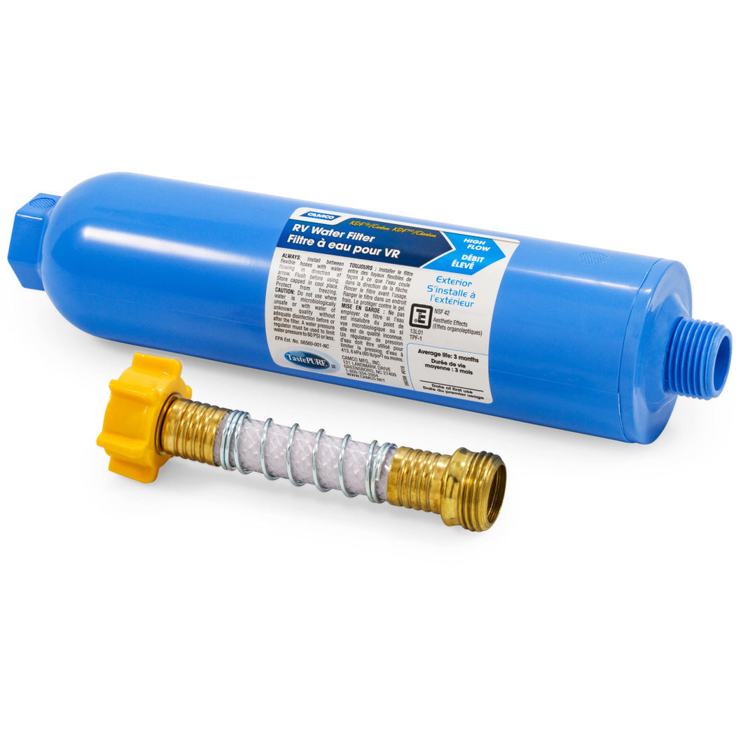 Camco TastePure RV/Marine Water Filter with Flexible Hose Protector