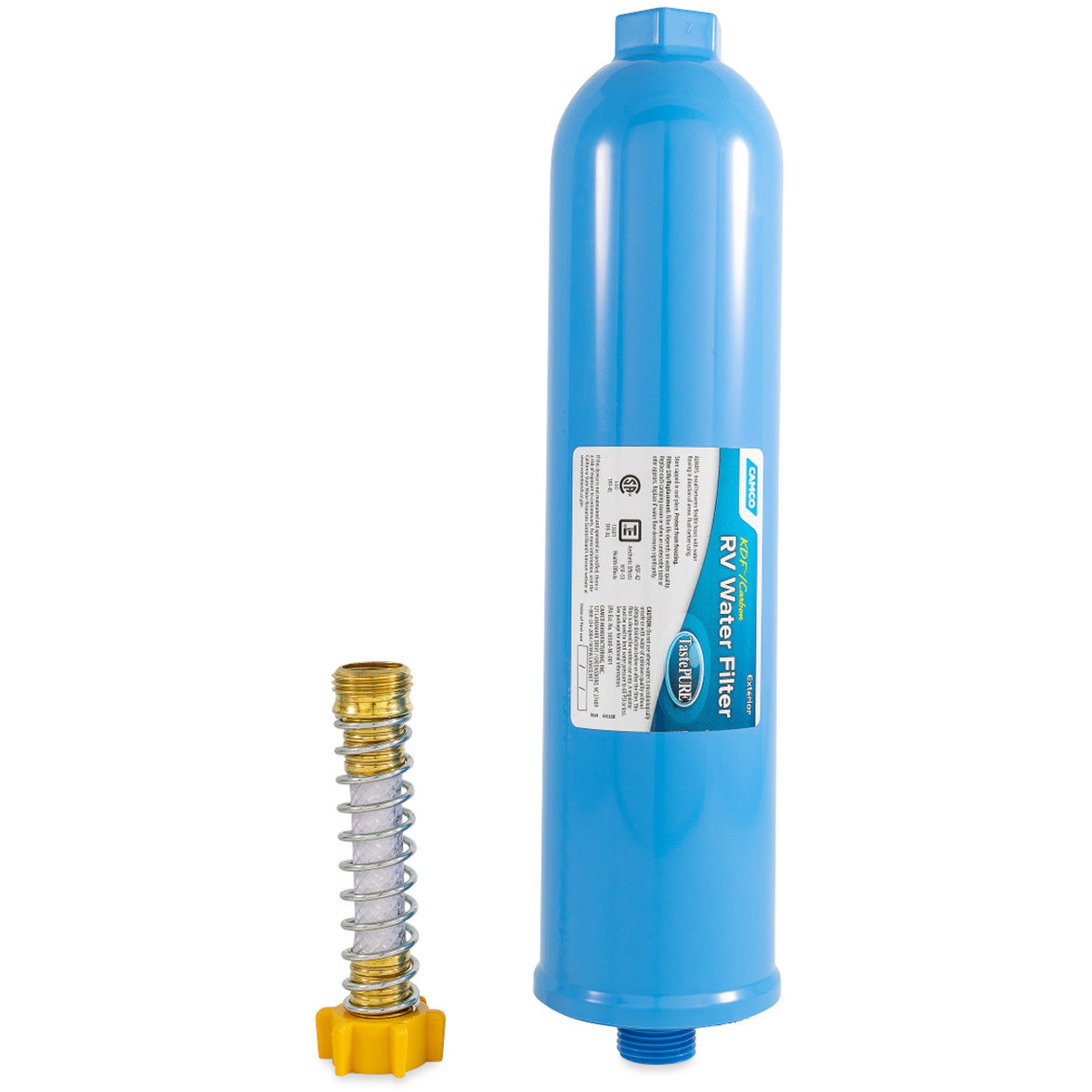 Camco TastePure XL RV/Marine Inline Water Filter with Flexible Hose Protector