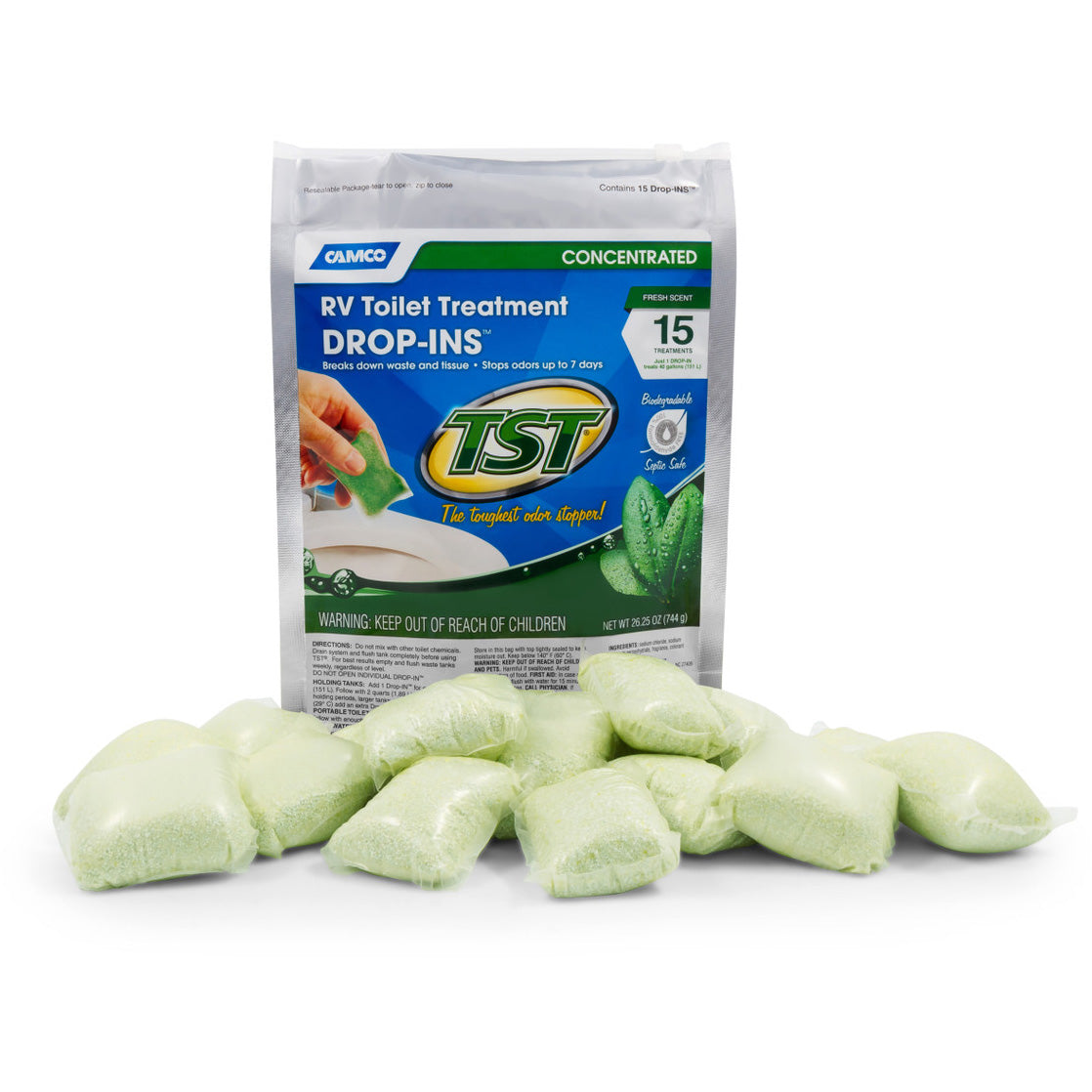 Camco TST Fresh Scent, Drop-Ins 15 Pack