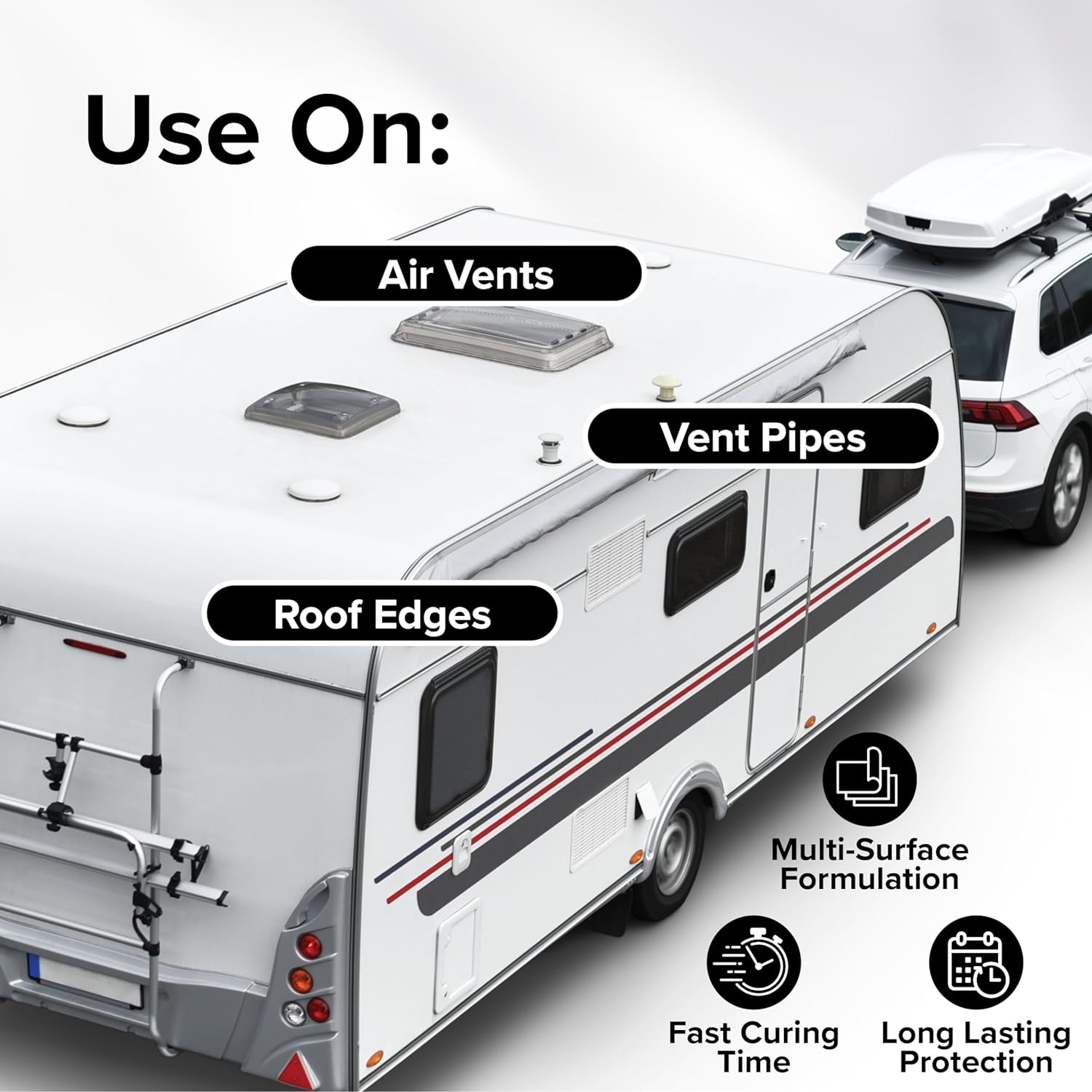 Camco Pro-Tec Self-Leveling RV Roof Sealant, Classic White 10.1 fl oz (300 mL)