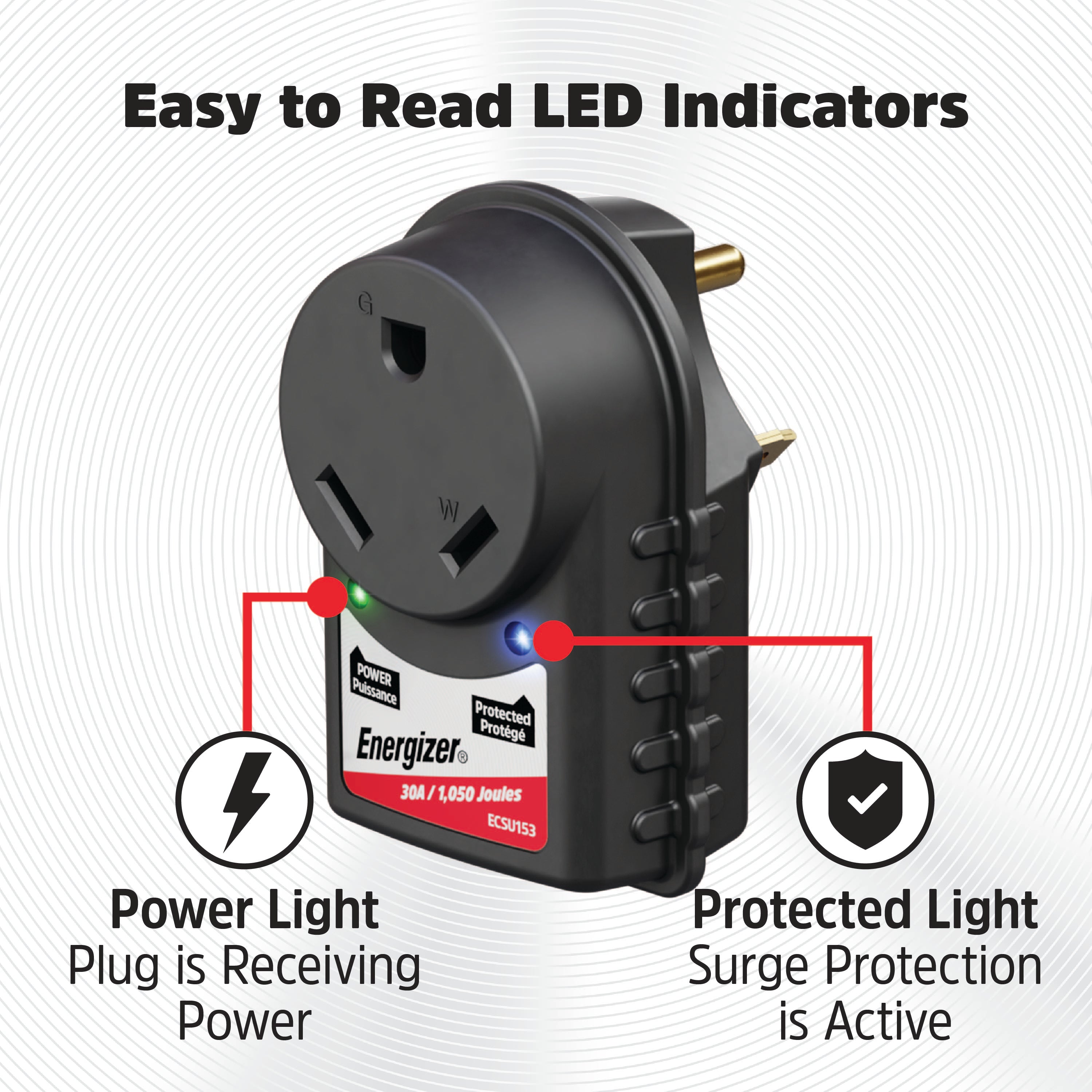 Energizer 30 Amp Plug and Play RV and EV Surge Protector TT-30