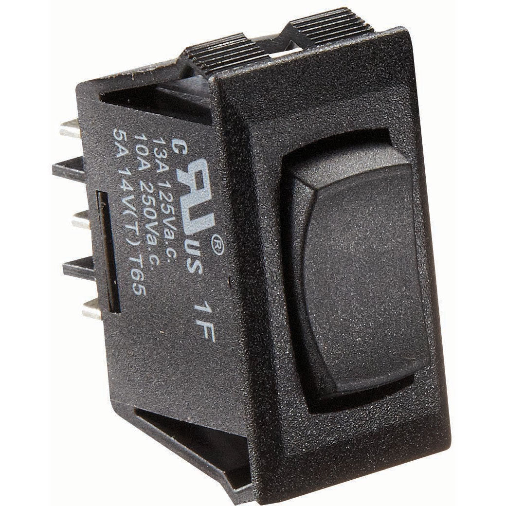 Rocker Switch, 10 A, Momentary On/Off/Momentary On - SPDT - Cut-Out .550" x 1.125"