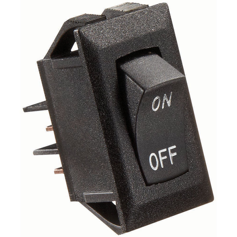 Rocker Switch w/Gold text, 10 A, On/Off - SPST - Cut-Out .550" x 1.125"