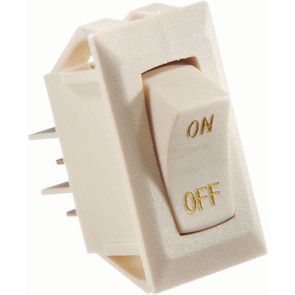 Rocker Switch w/Gold text, 10 A, On/Off - SPST - Cut-Out .550" x 1.125"