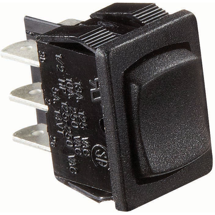 Black Rocker Switch, 5 A, On/Off/On - DPDT - Cut-Out .508" x .756"