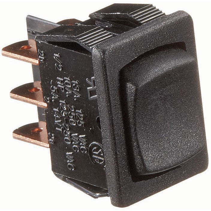 Black Rocker Switch, 5 A, Momentary On/Off Momentary On - DPDT - Cut-Out .508" x .756"