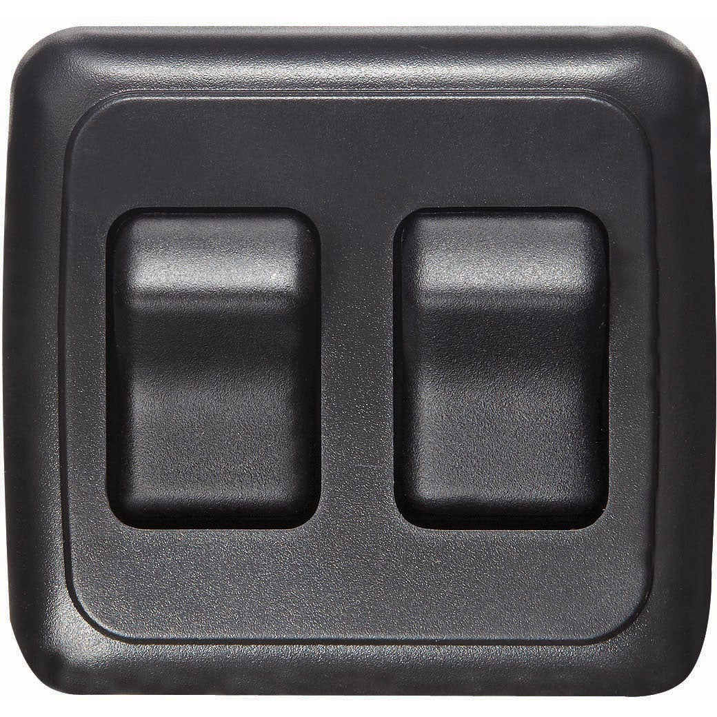 Contoured Wall Switch, Black, Double, On/Off - SPST - Cut-Out 1-5/8"H x 2-7/16"W - Inc. Switch, Base & Bezel