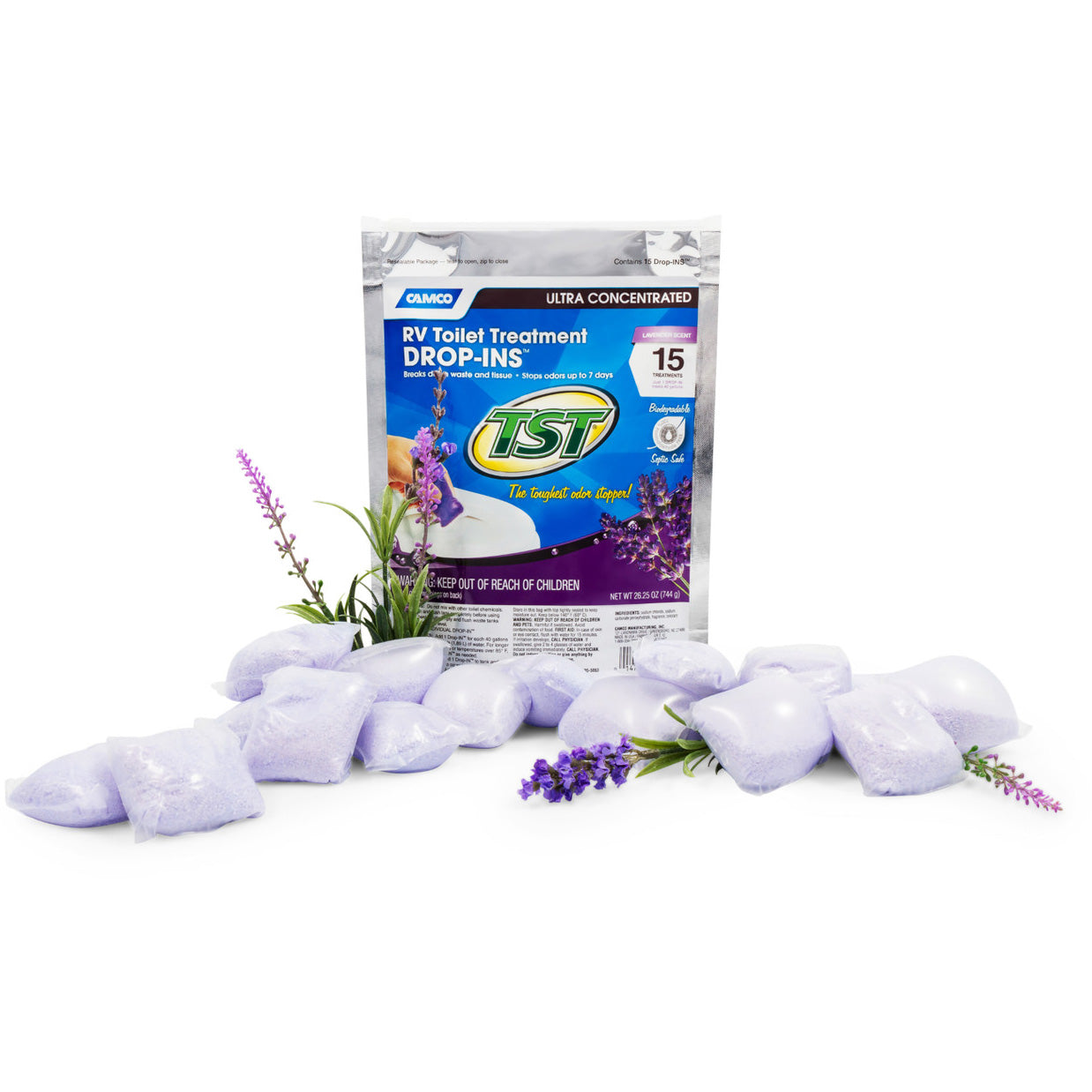Camco TST Max RV Toilet Treatment Drop Ins 15 Per Bag