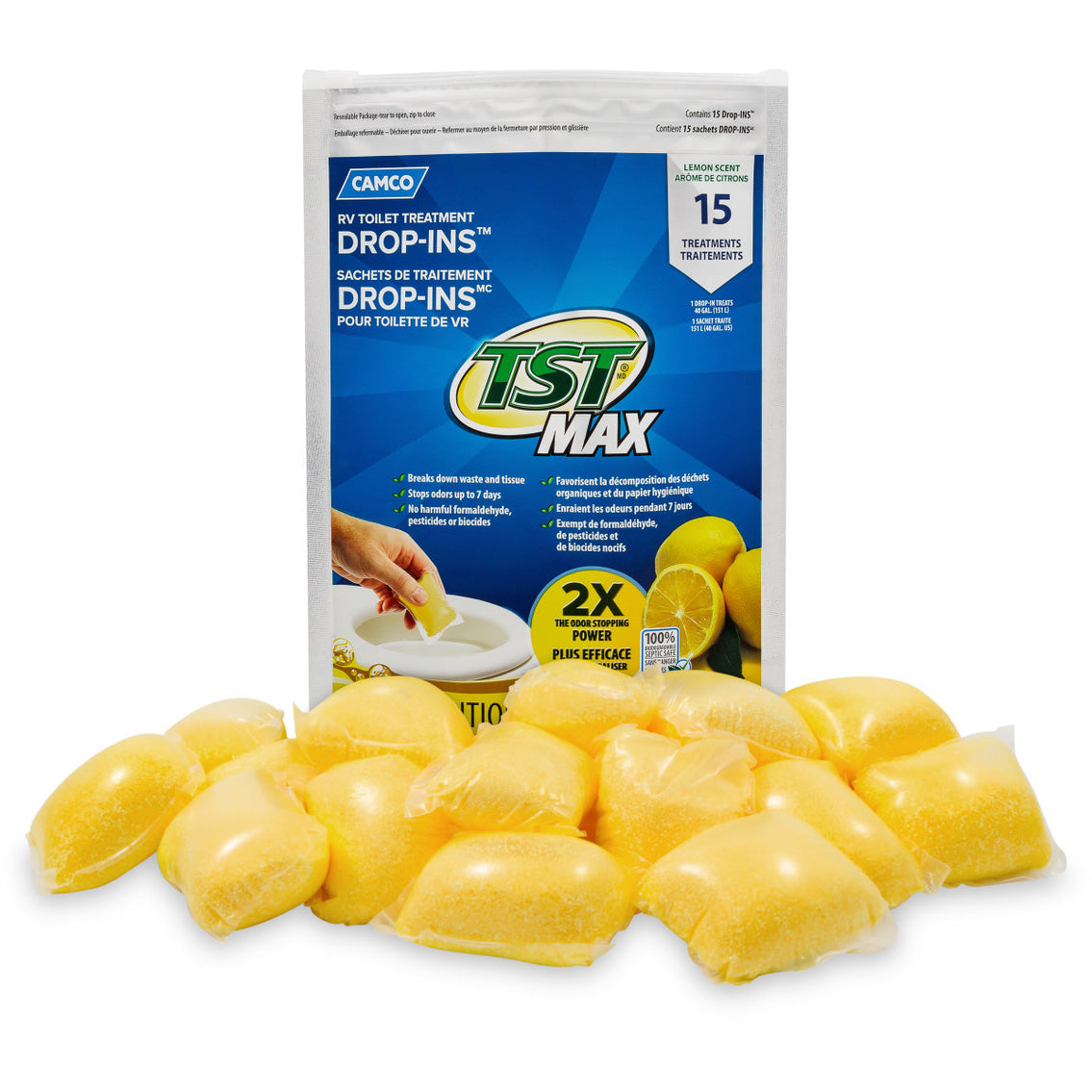 Camco TST Max Lemon Drop Ins 15 Per Bag (E/F)