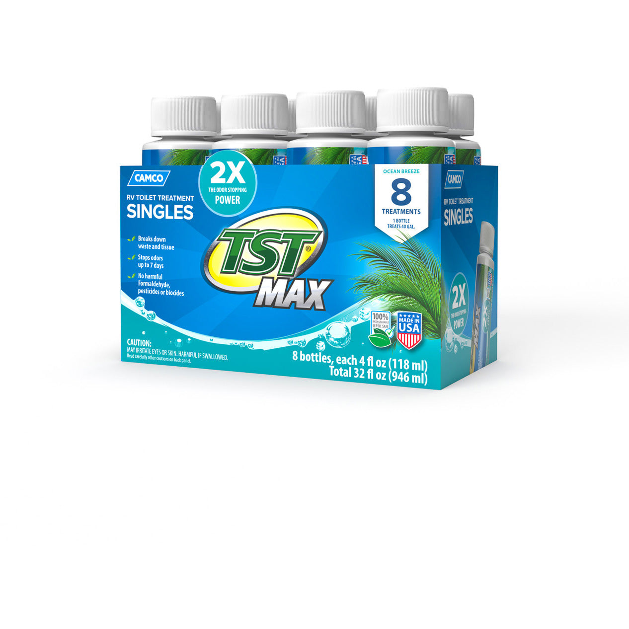 Camco TST Max Ocean Breeze Scent, 8 Pack, 4oz Bottles (E)