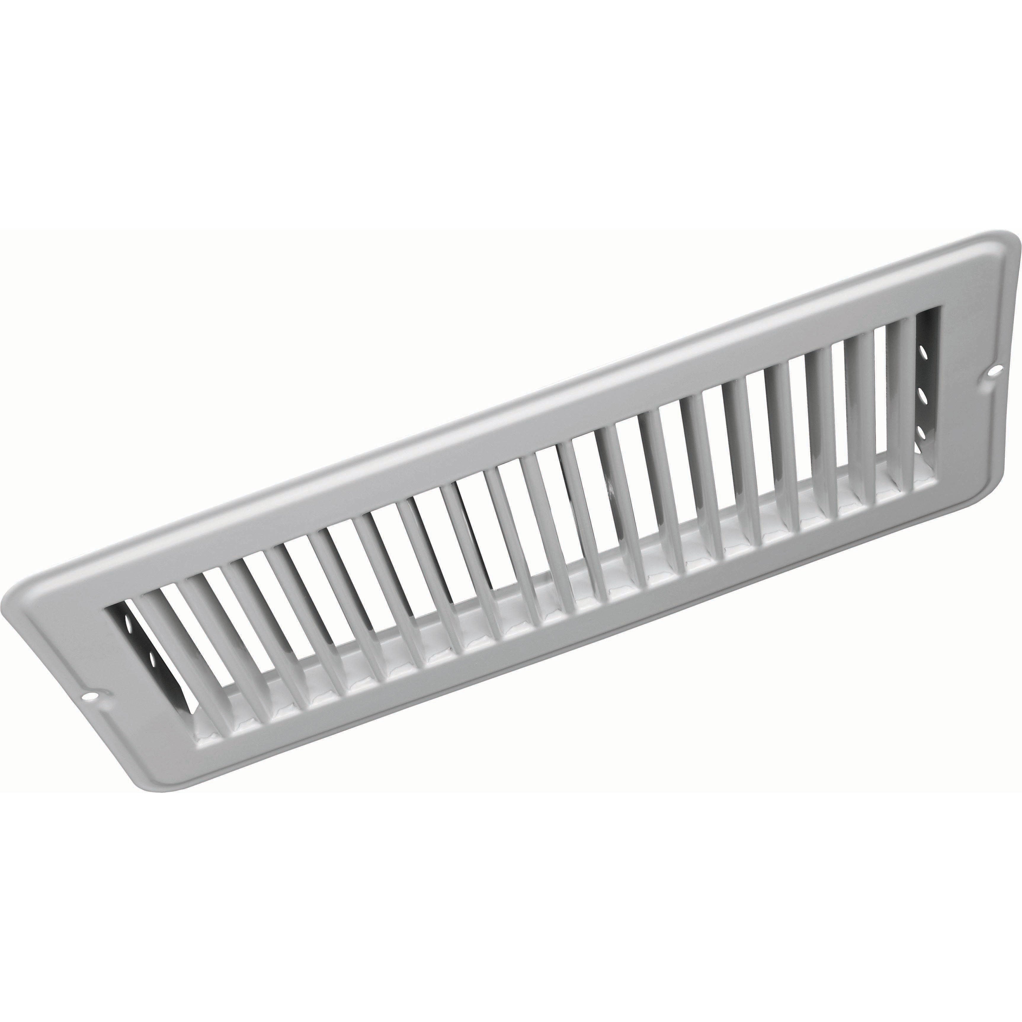 Vent Register, White, Metal, Undamp 4"x10"