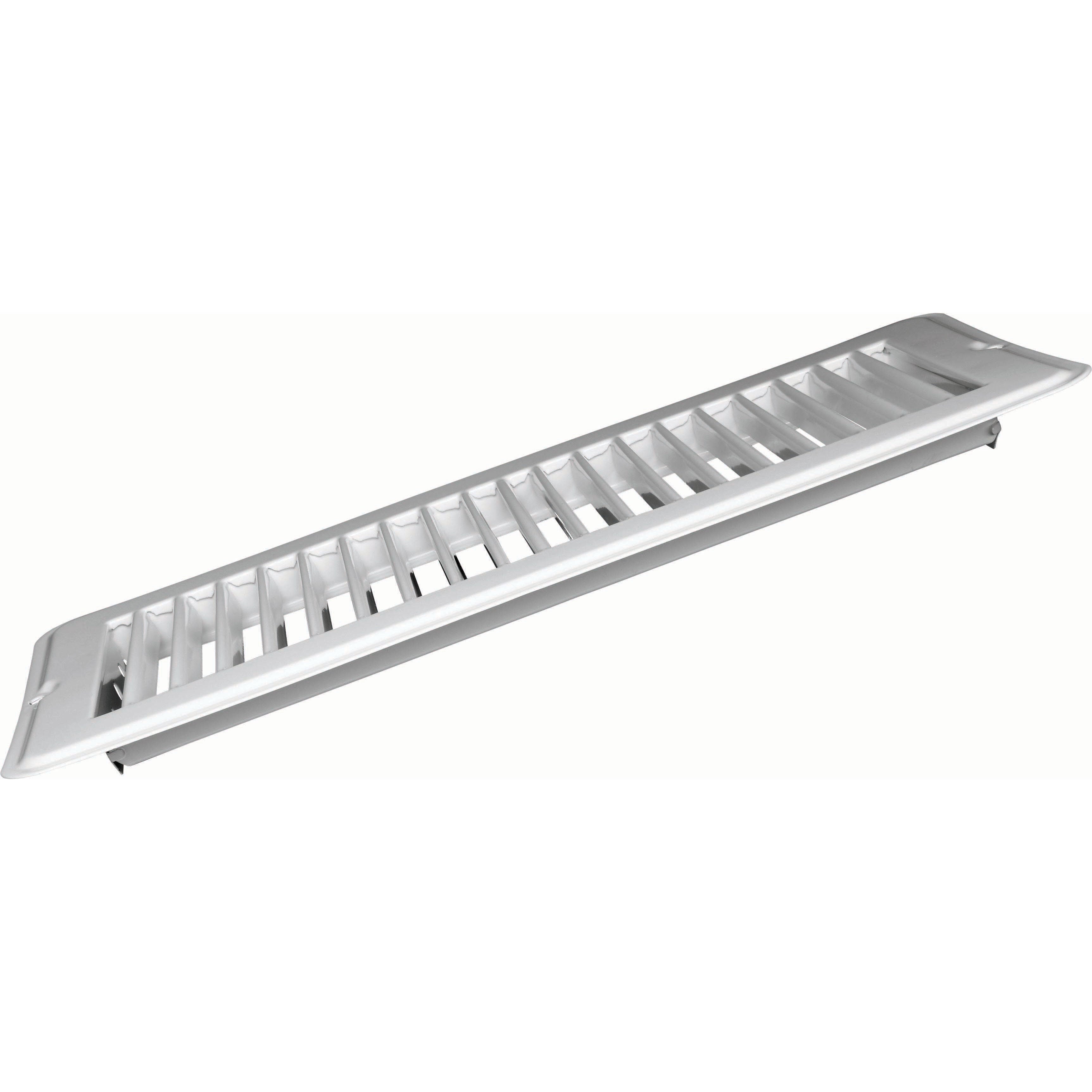 Vent Register, White, Metal, Undamp 4"x10"