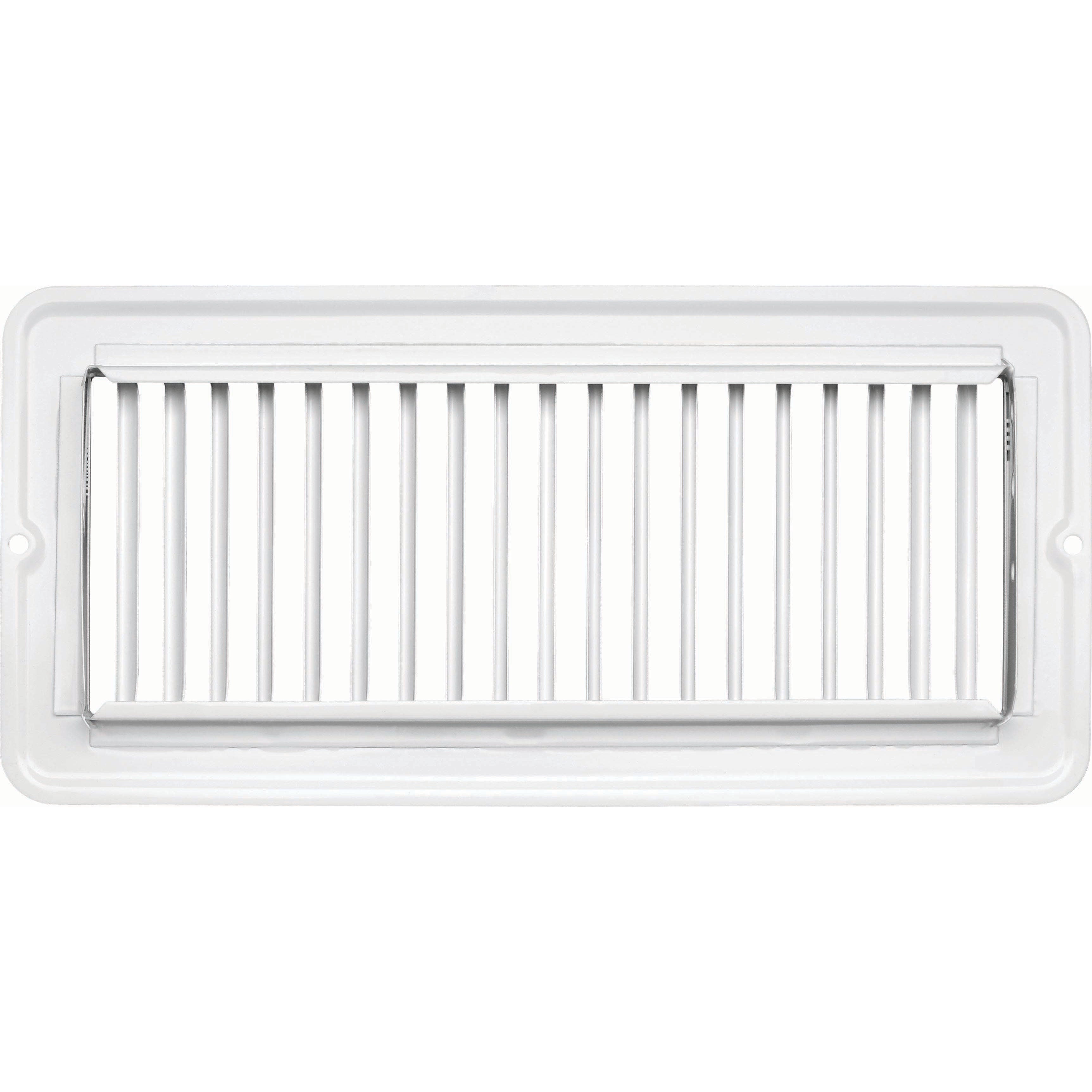 Vent Register, White, Metal, Undamp 4"x10"