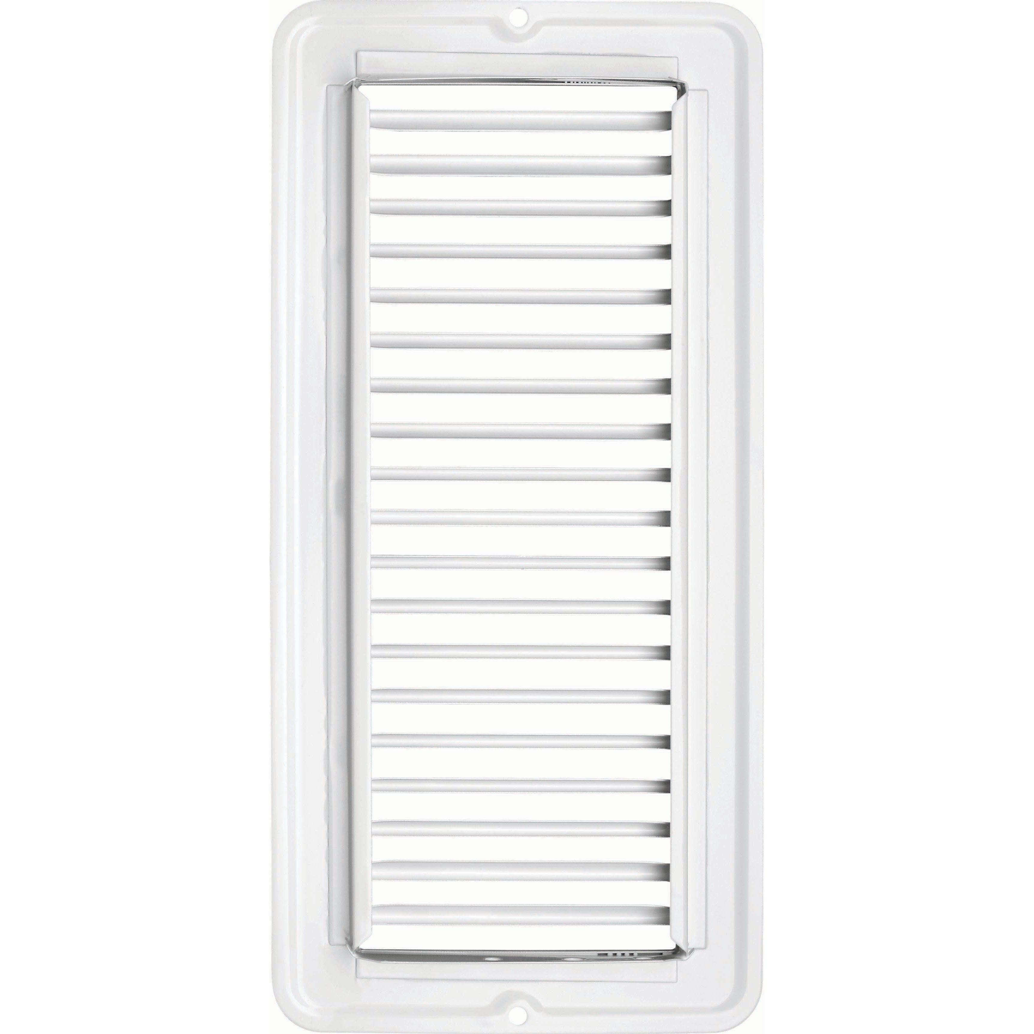Vent Register, White, Metal, Undamp 4"x10"