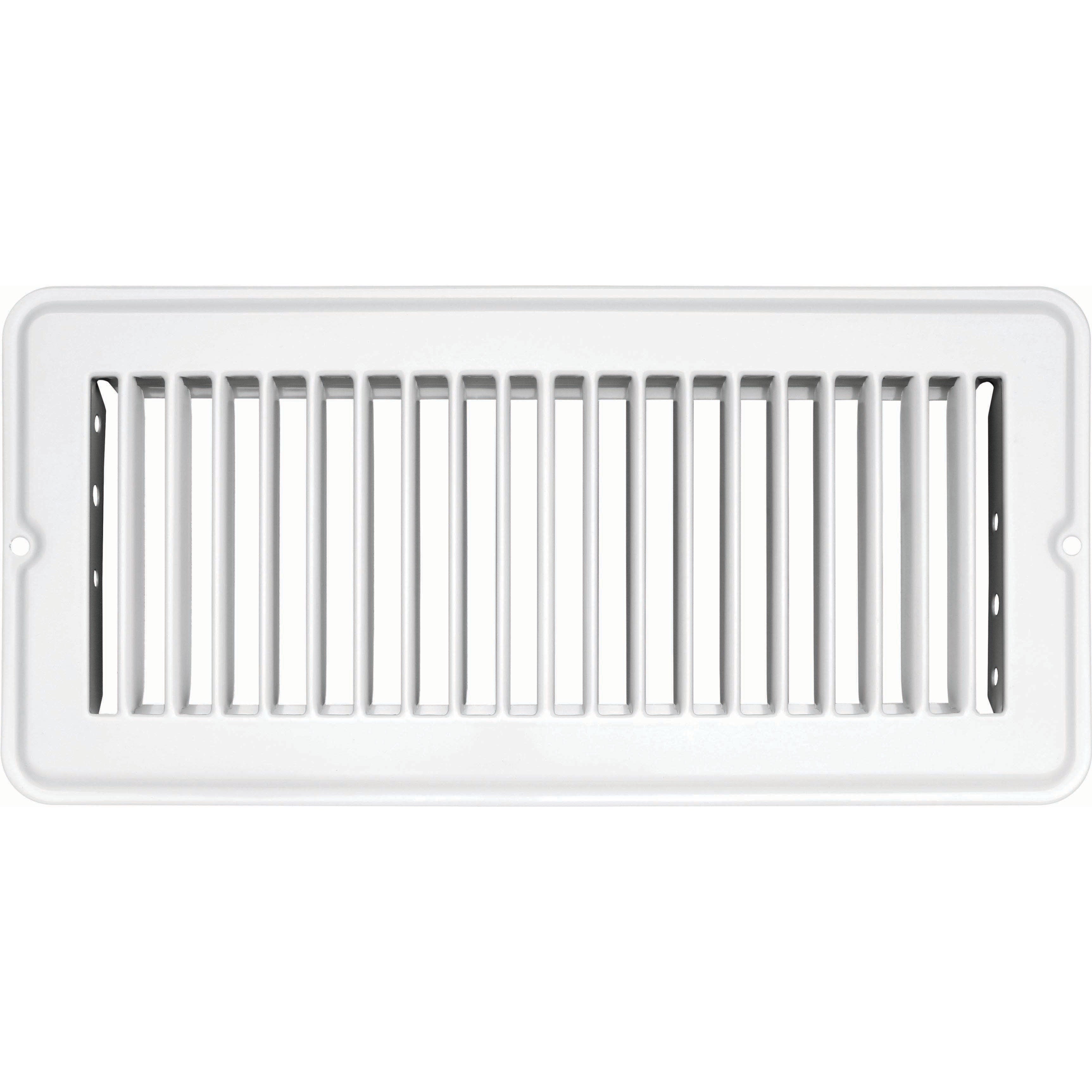 Vent Register, White, Metal, Undamp 4"x10"