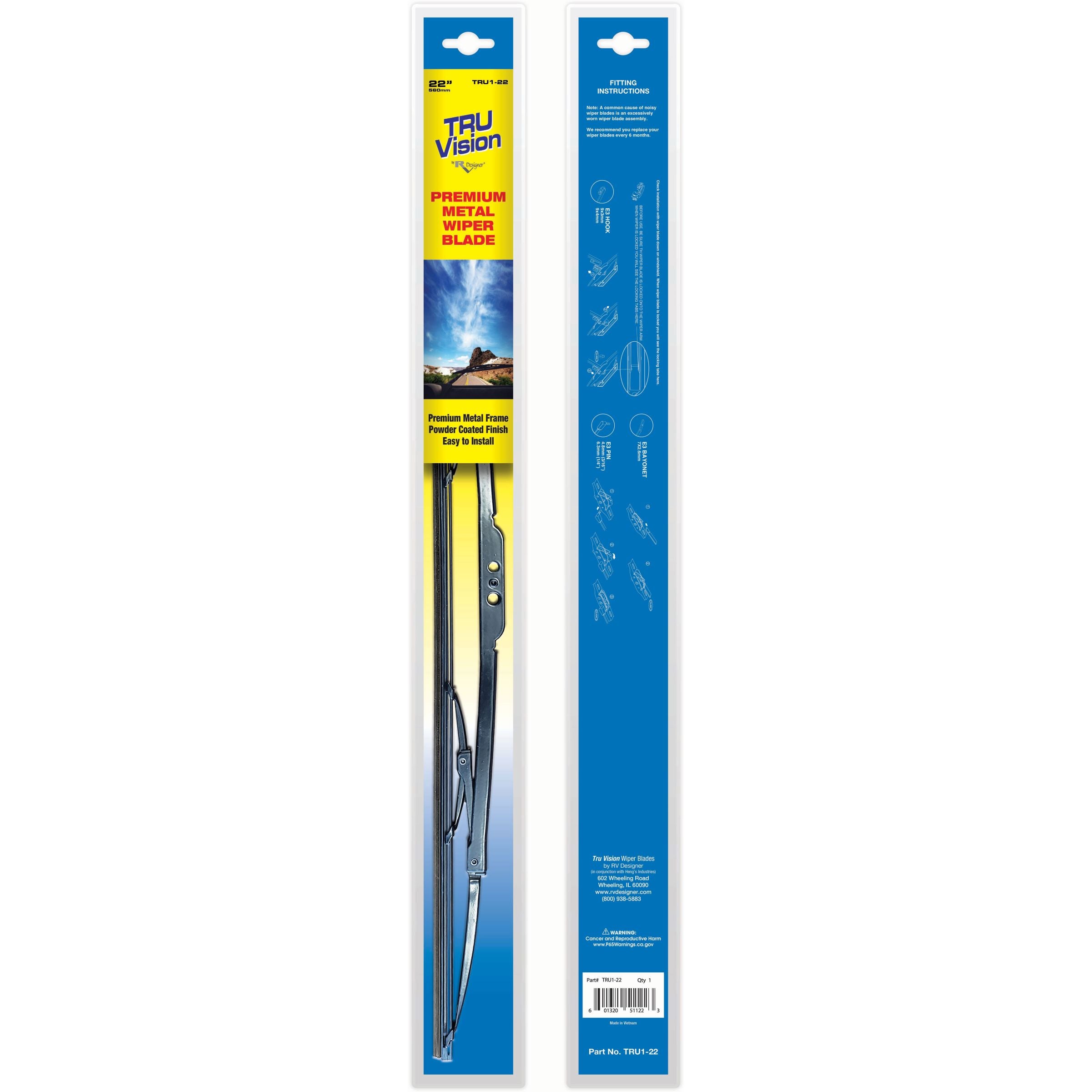 22" Wiper Blade, Metal, Universal