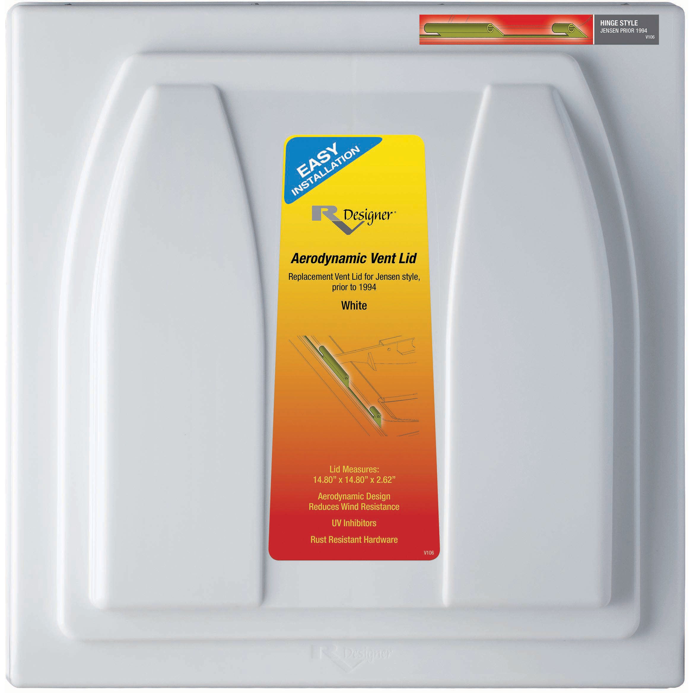 Vent Lid, Jensen Pin Hinge prior to 1994, White