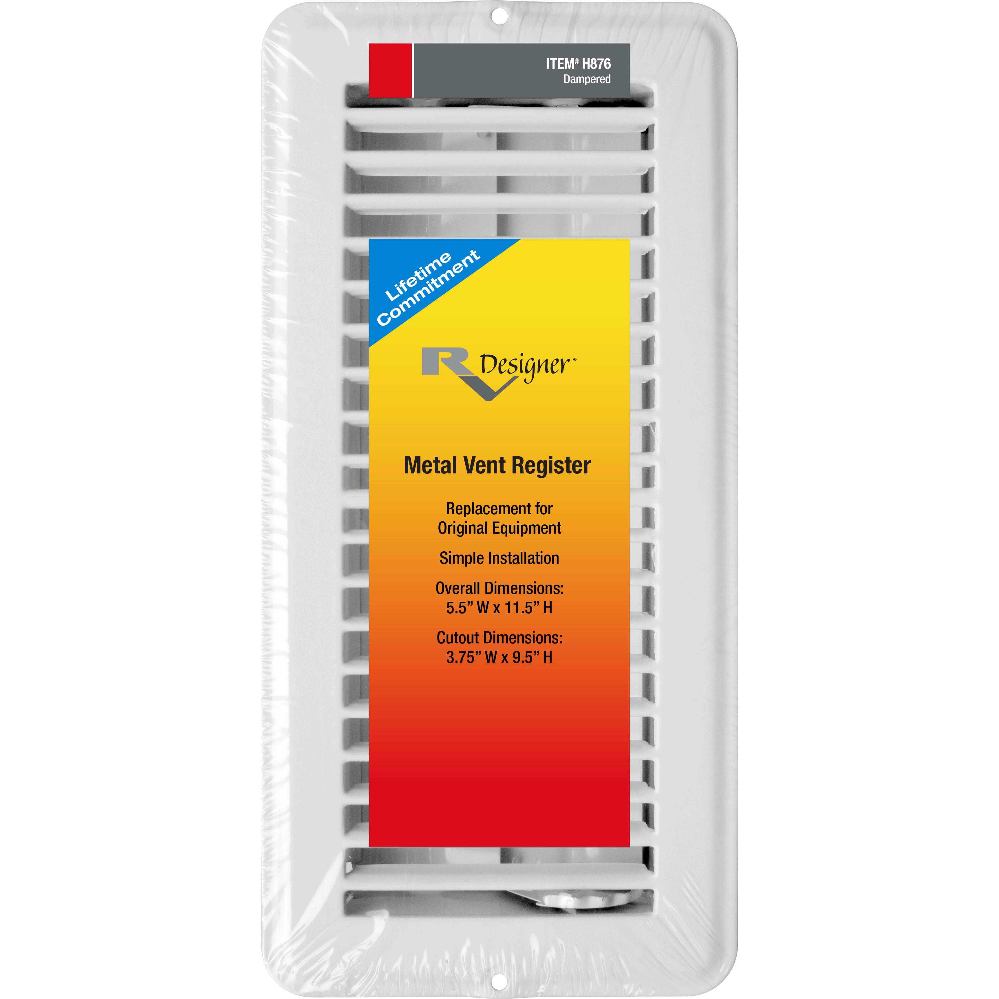 Vent Register, Metal, Damp 4"x10"