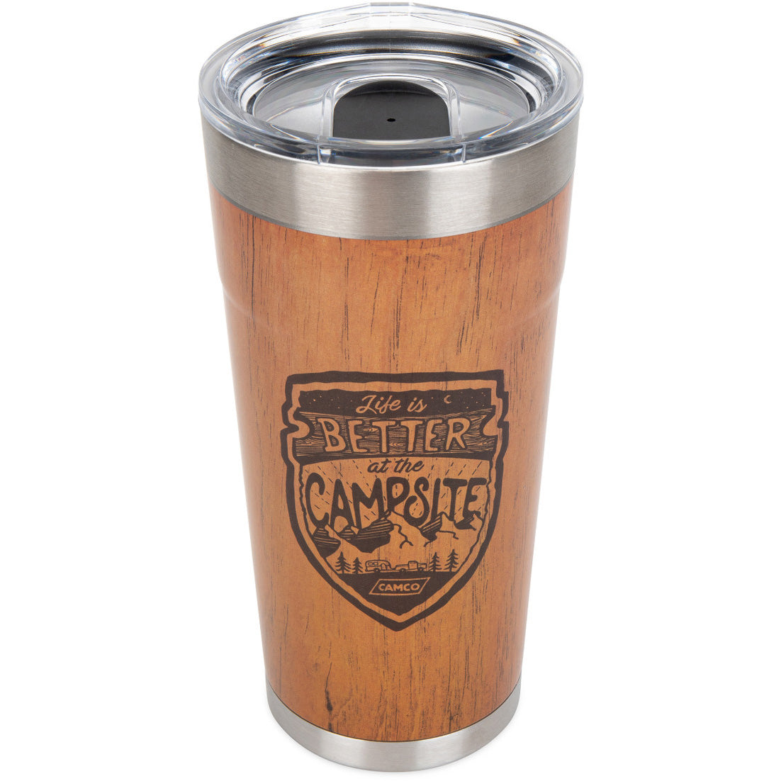 Camco LIBATC Wrapped Tumbler, Wood Grain, 20oz
