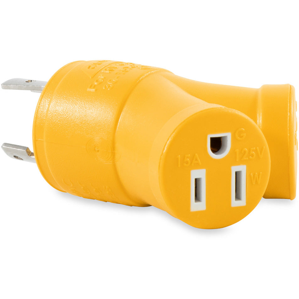 Camco Power Grip 3-Prong Generator Adapter, 30AM/2x15AF, 125V/3750W
