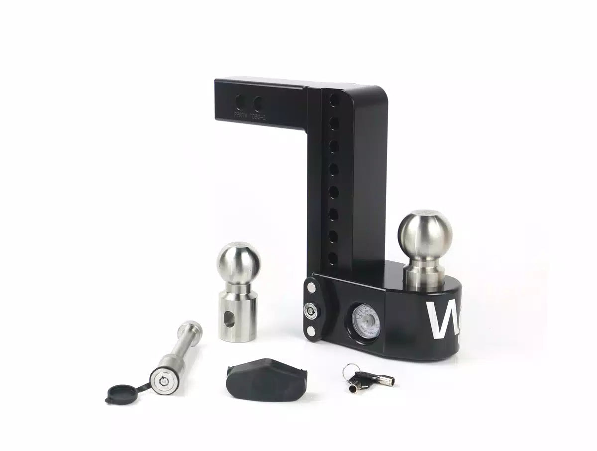8" Drop Hitch, 2" Shaft, Keyed-Alike Hitch Locking Pin, Black Cerakote - WS8-2-KA-CER-BLA