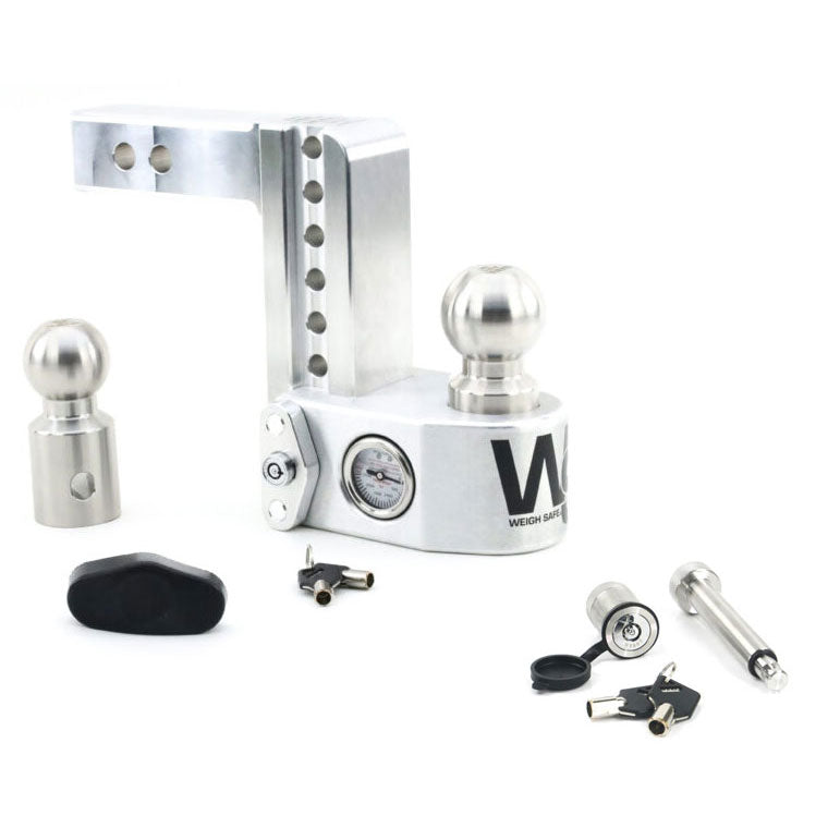 8" Aluminum Drop Hitch, 3" Shaft, Keyed-Alike Hitch Locking Pin - WS8-3-KA