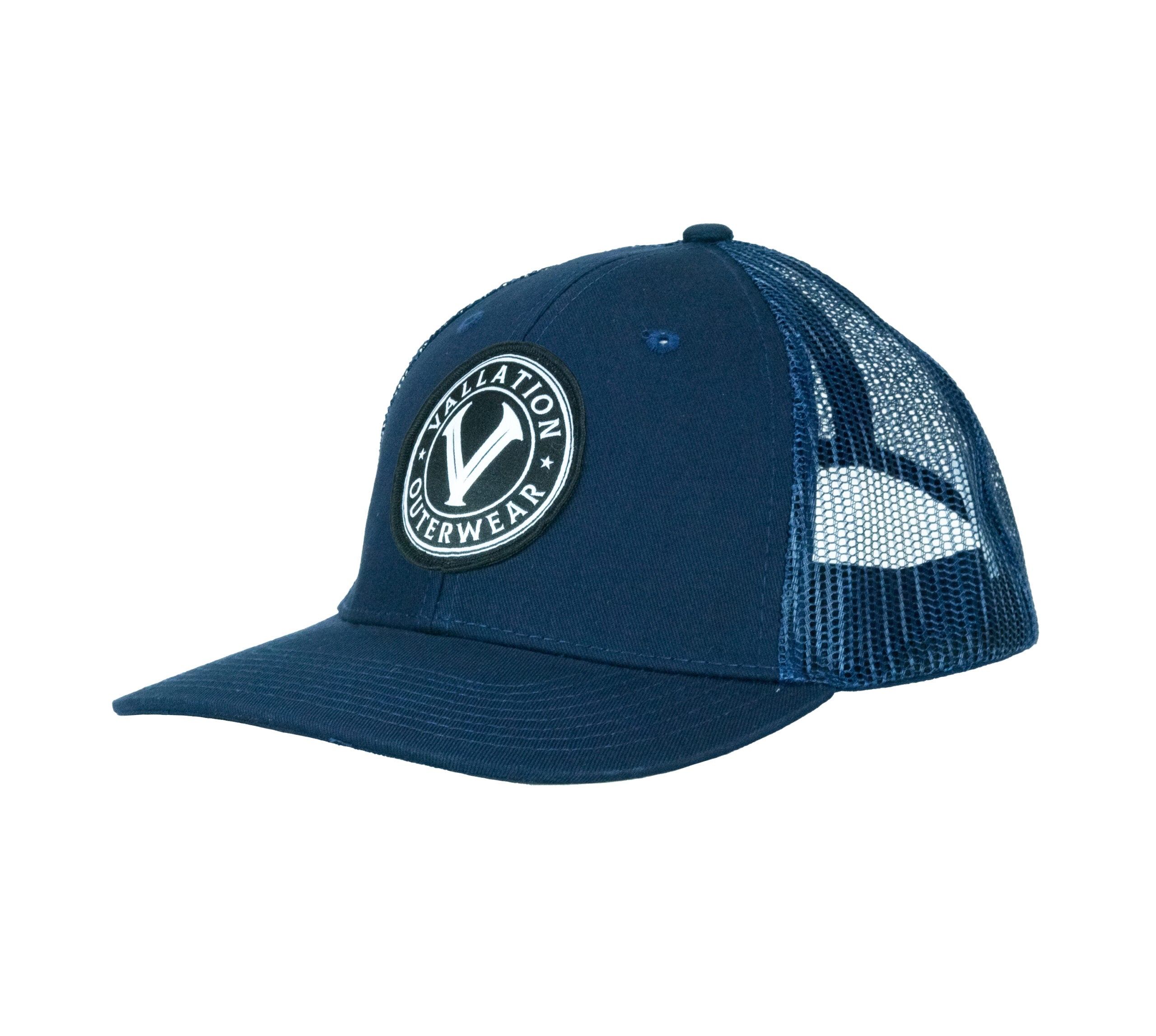 Vallation "V" Trucker Hat, Navy