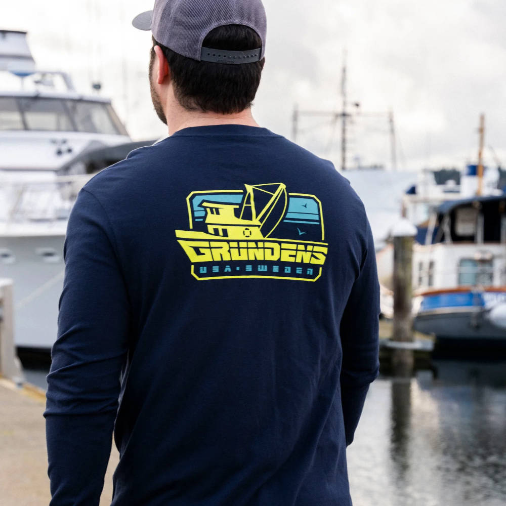 Grundéns Commercial Boat graphic long sleeve T-shirt, Navy