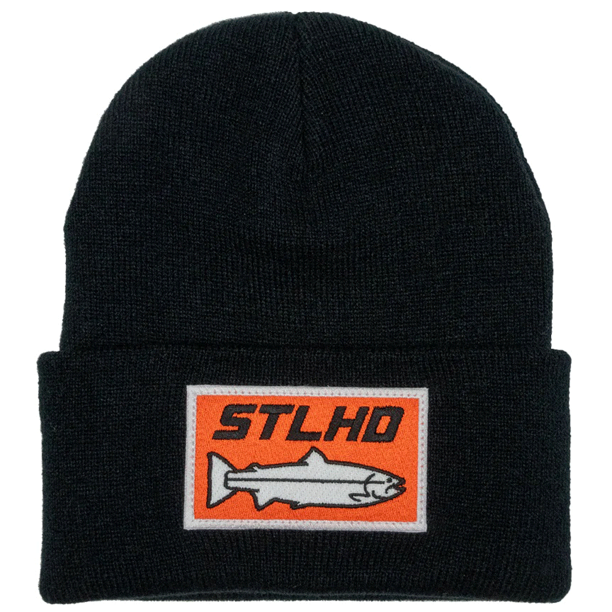 Knit Beanie Patch Hat Orange