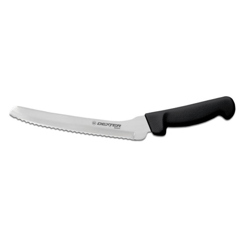 8" Scalloped Offset Sandwich Knife Black Handle