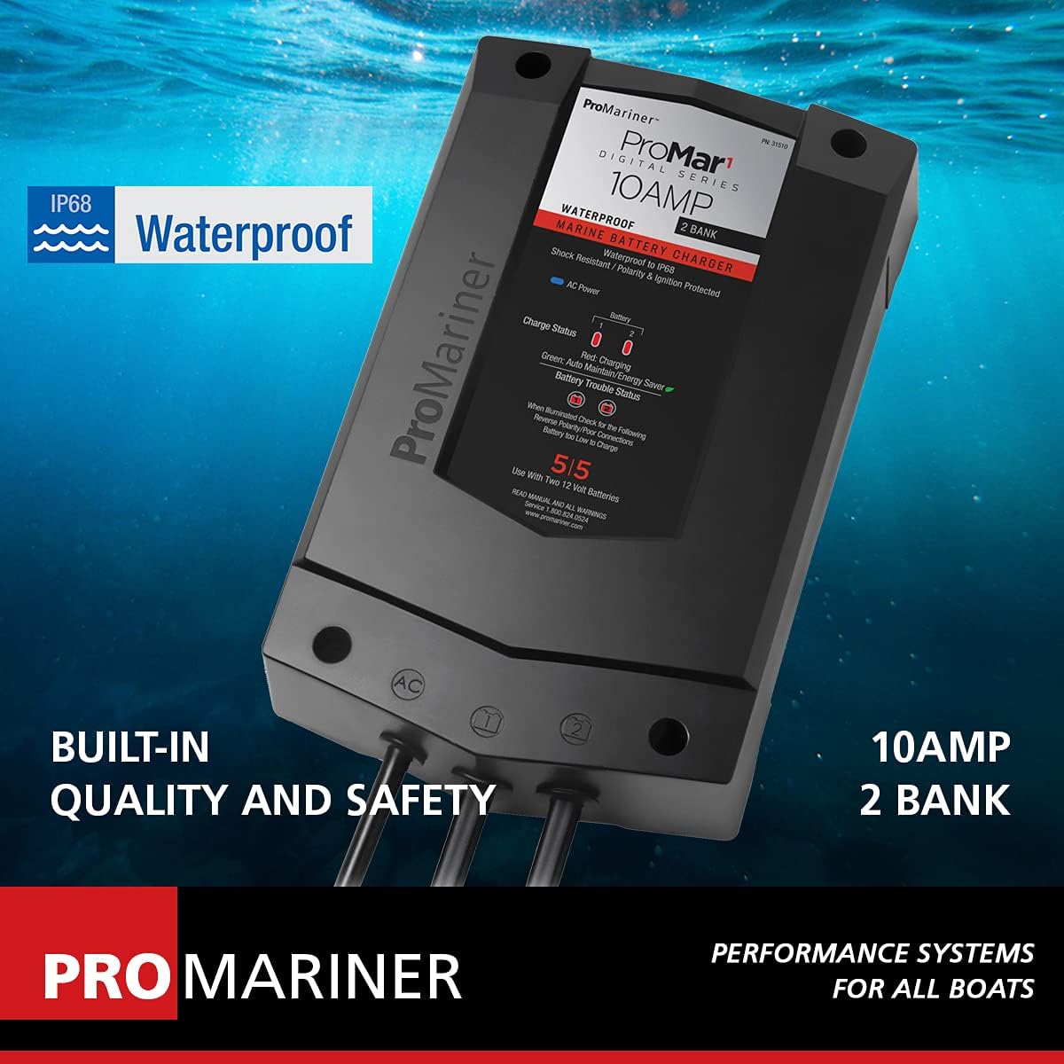 ProMar1 DS, 12V 10A, 2-Bank Battery Charger - 31510