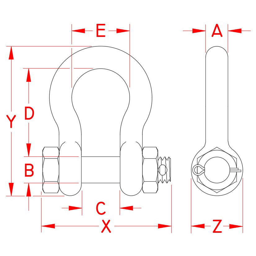 Bolt Anchor Shackle 316-NM Stainless Steel