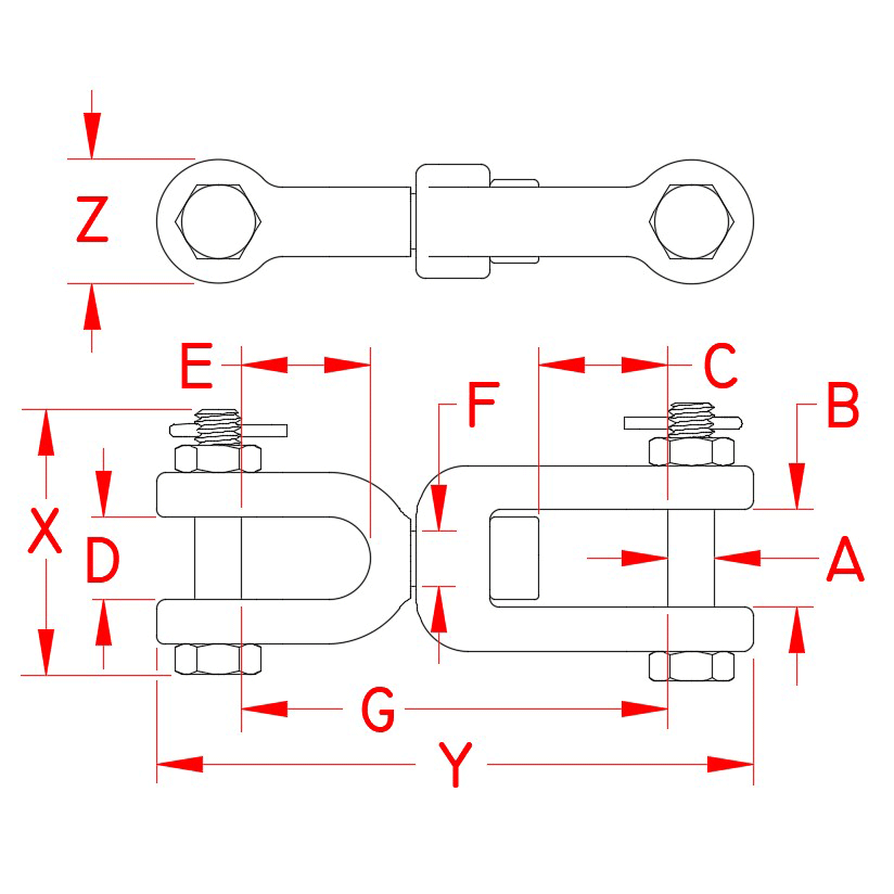 Jaw and Jaw Swivel 316 Stainless Steel 5/8in