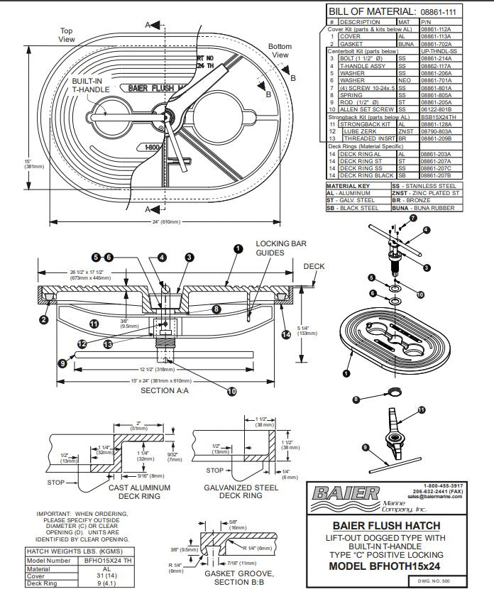 Baier Hatch, Quick Release Strongback Kit 08861-128A