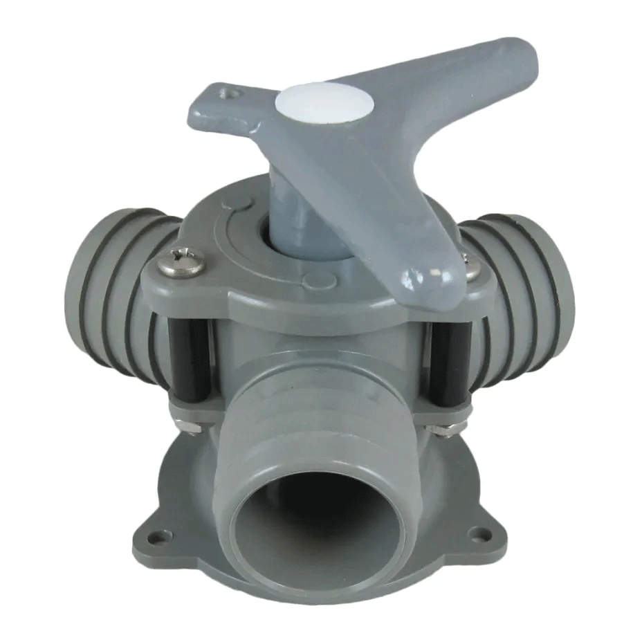 Bosworth BM95-CPH Base Mount Valve, 1-1/2" Barbed Ports with Acetal Resin 'V' handle<br>