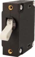 A Series White Toggle Panel Mount Circuit Breaker, Single Pole AC/DC, 30 Amp, Retail Pack
