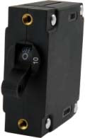 A Series Black Toggle Panel Mount Circuit Breaker, Single Pole AC/DC, 10 Amp, Retail Pack