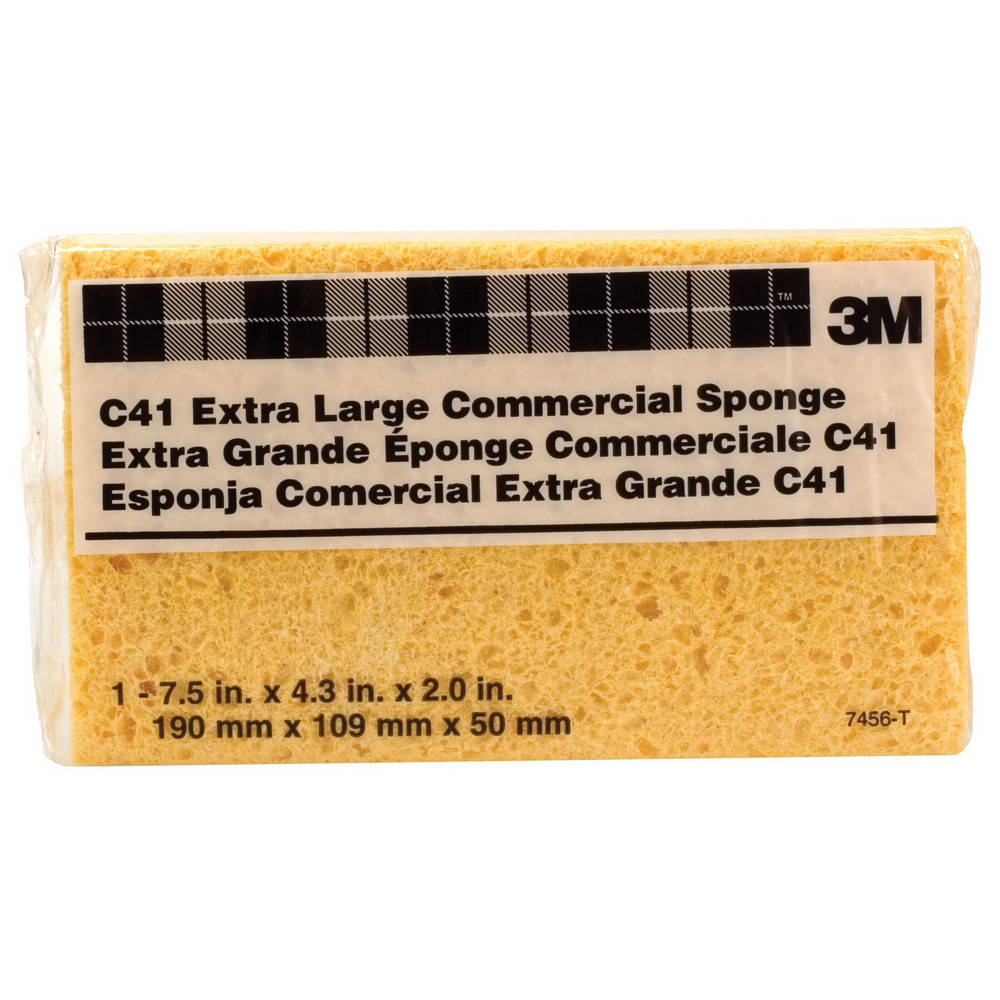 3M C41 Commercial Extra Large Sponge, Yellow, 7.5in x  4.3in
