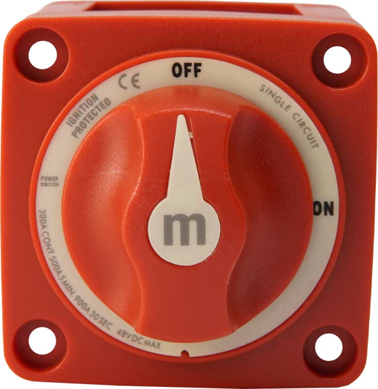 m-Series 300A Battery Switch Off/On, Knob Actuator, Black, Bulk Pack
