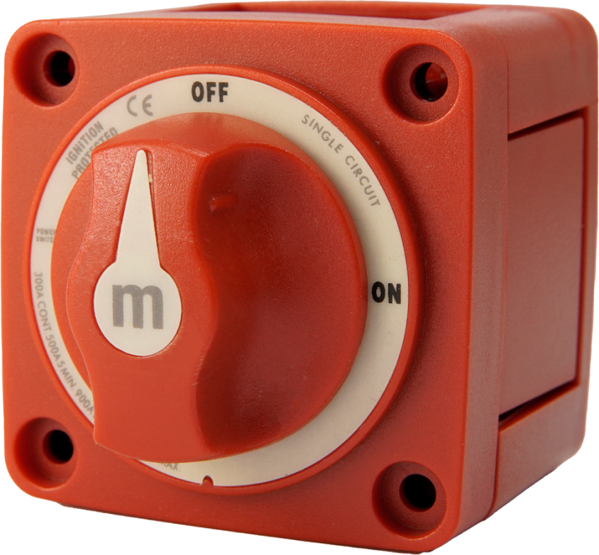 m-Series 300A Battery Switch Off/On, Knob Actuator, Black, Bulk Pack