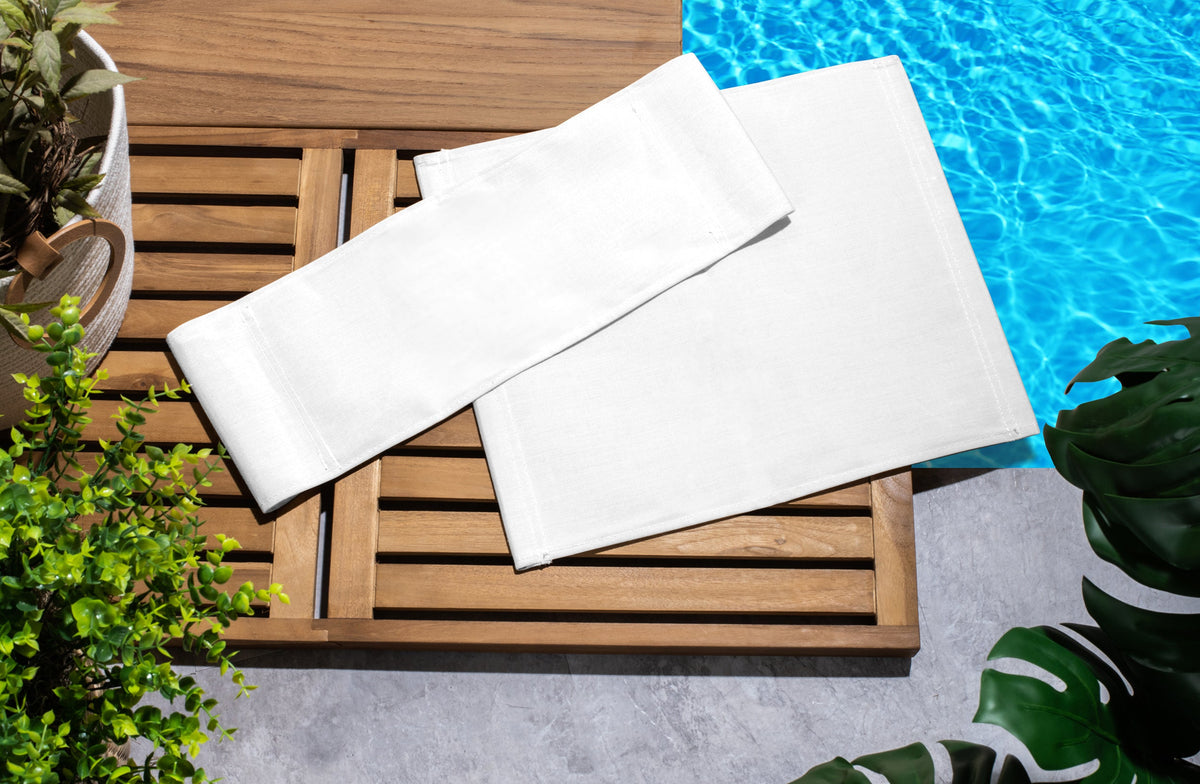 Premium Grade Teak Newport Folding Directors Chair with White Sunbrella Fabric Seat Slings