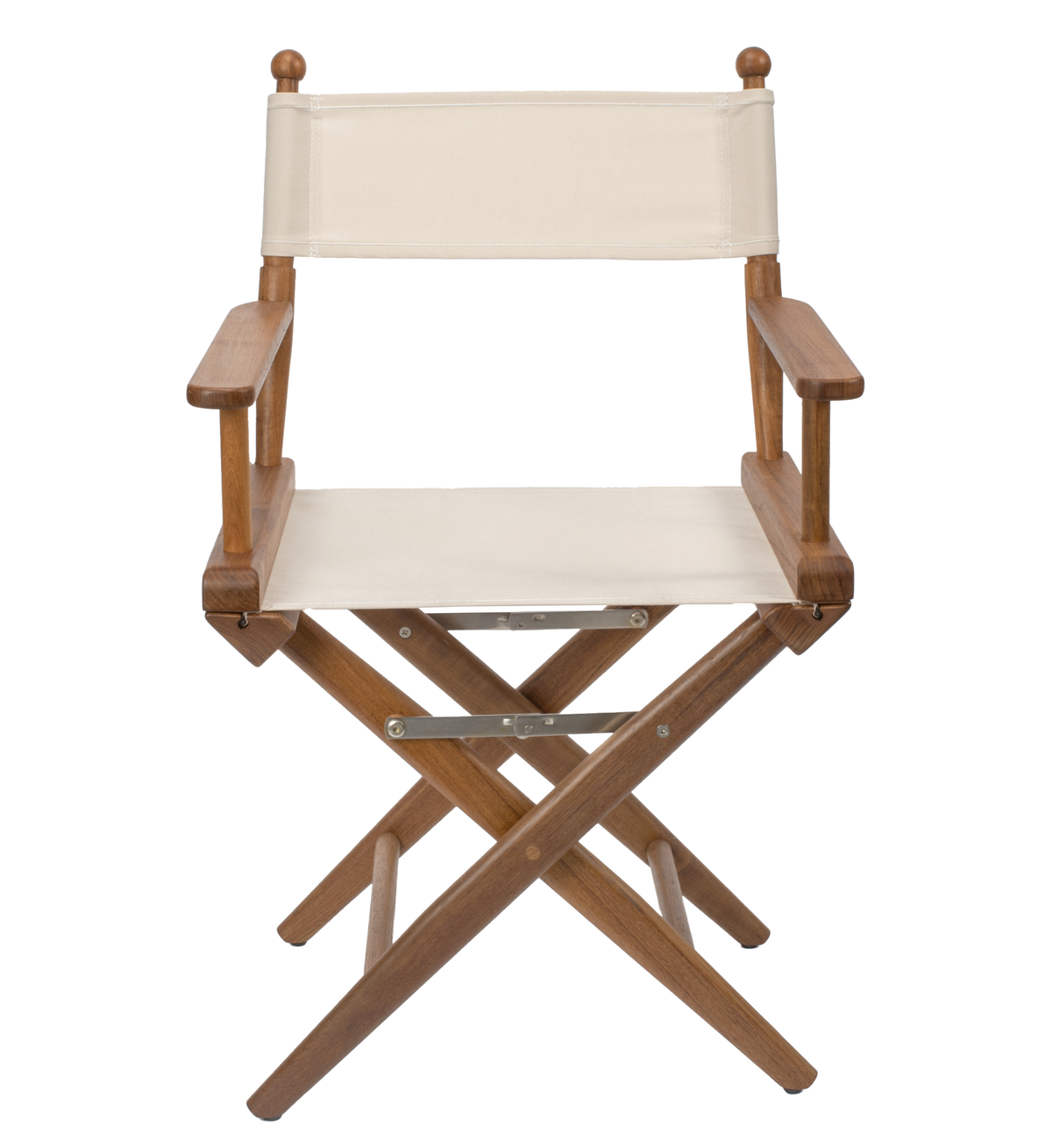 Premium Grade Teak Folding Directors Chair with Oyster Sunbrella Fabric Seat Slings