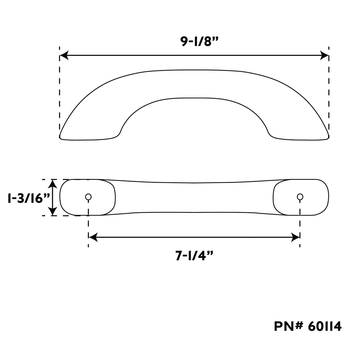 Solid Teak Grab Handle, 9-3/4" Long