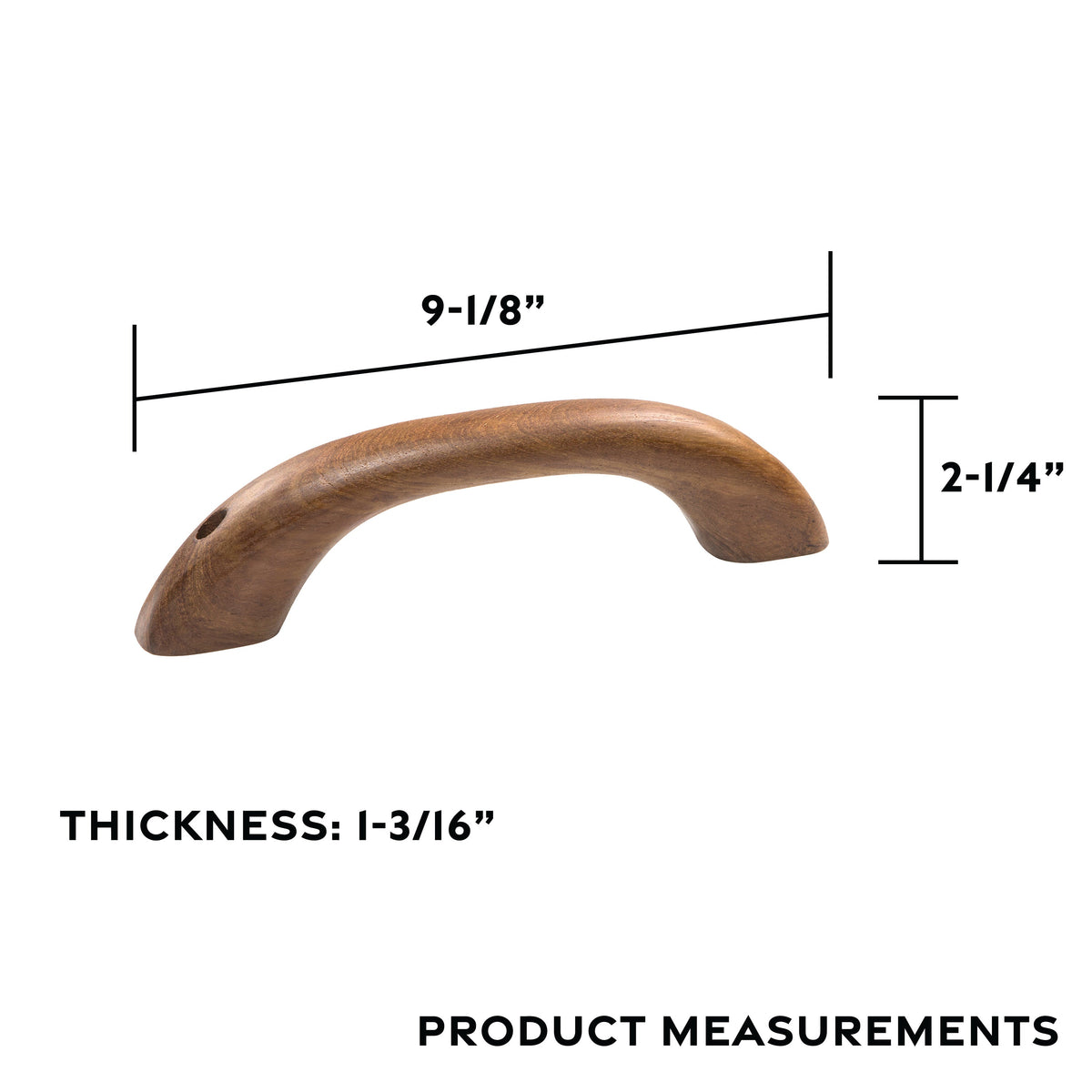 Solid Teak Grab Handle, 9-3/4" Long