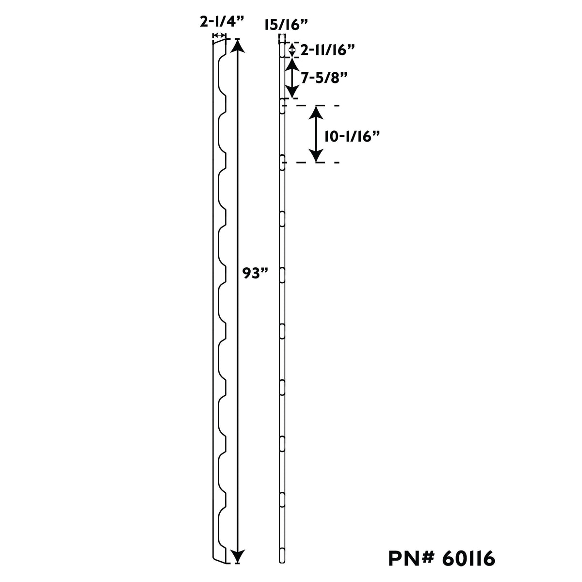 93" Premium Grade Teak 9 Loop Handrail